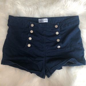 High rise navy shorts, size:13